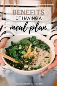 Benefits of Having A Meal Plan Pinterest Graphic - Woman Holding Bowl of Food