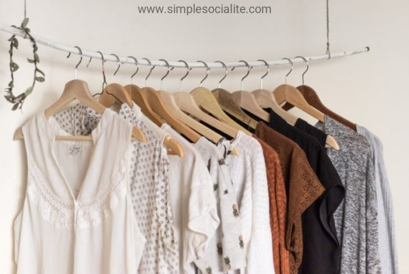 Clothes hanging up on hangers