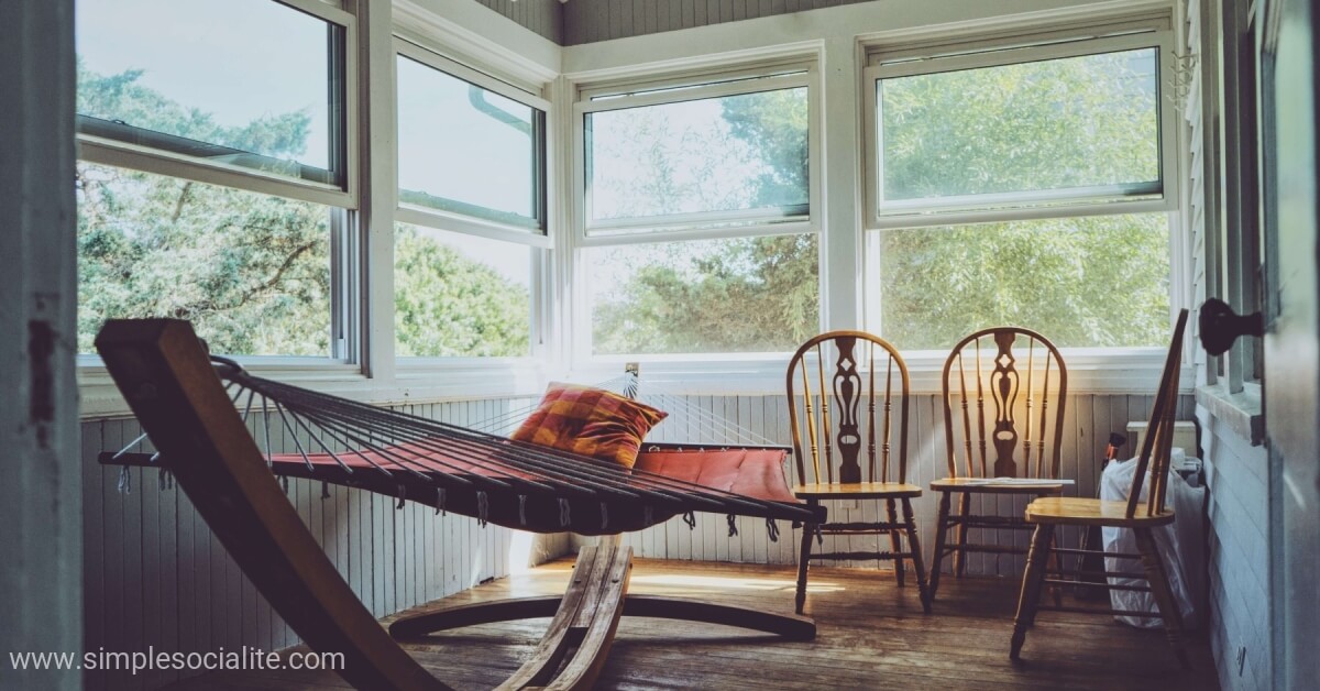 Staying in a home with a hammock in the sunroom to save on travel